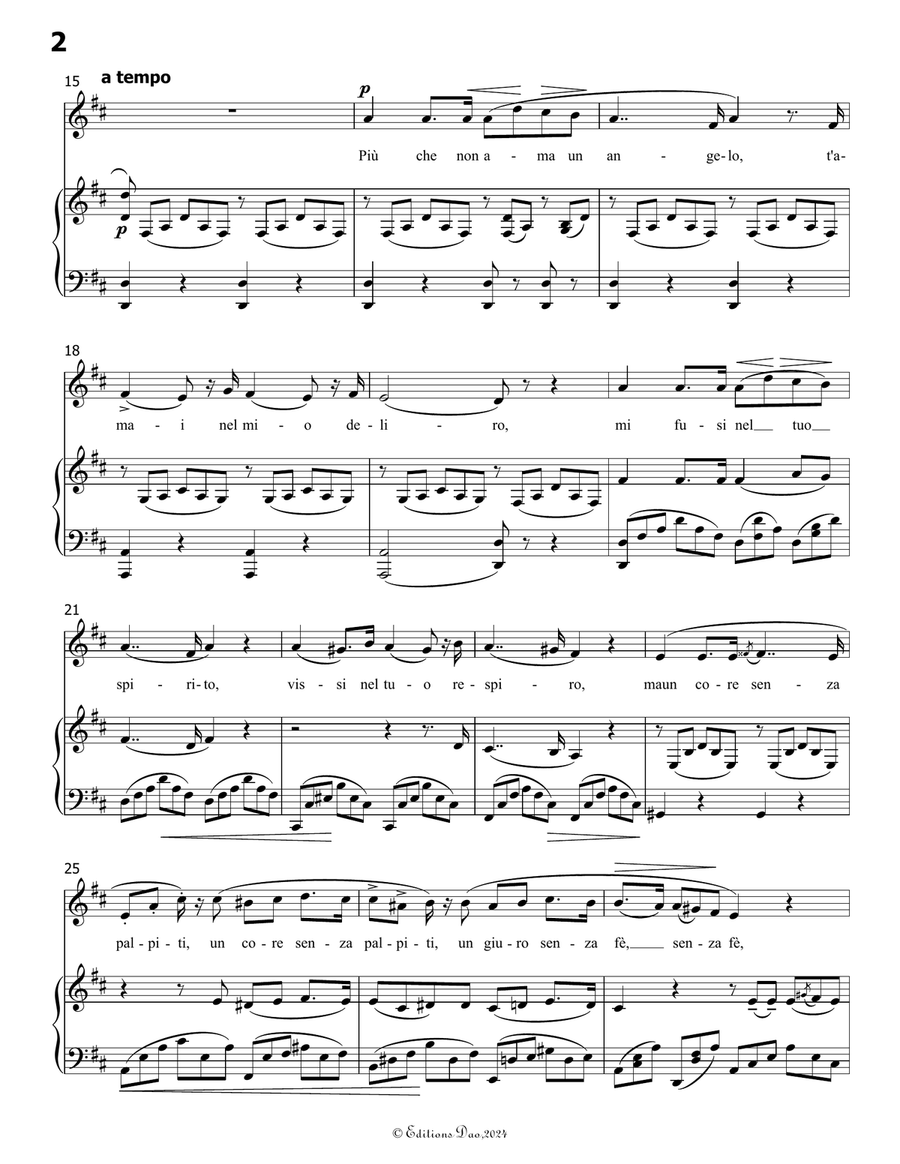 L'amor funesto, by Donizetti, in D Major Piano, Vocal scores gallery preview page 4