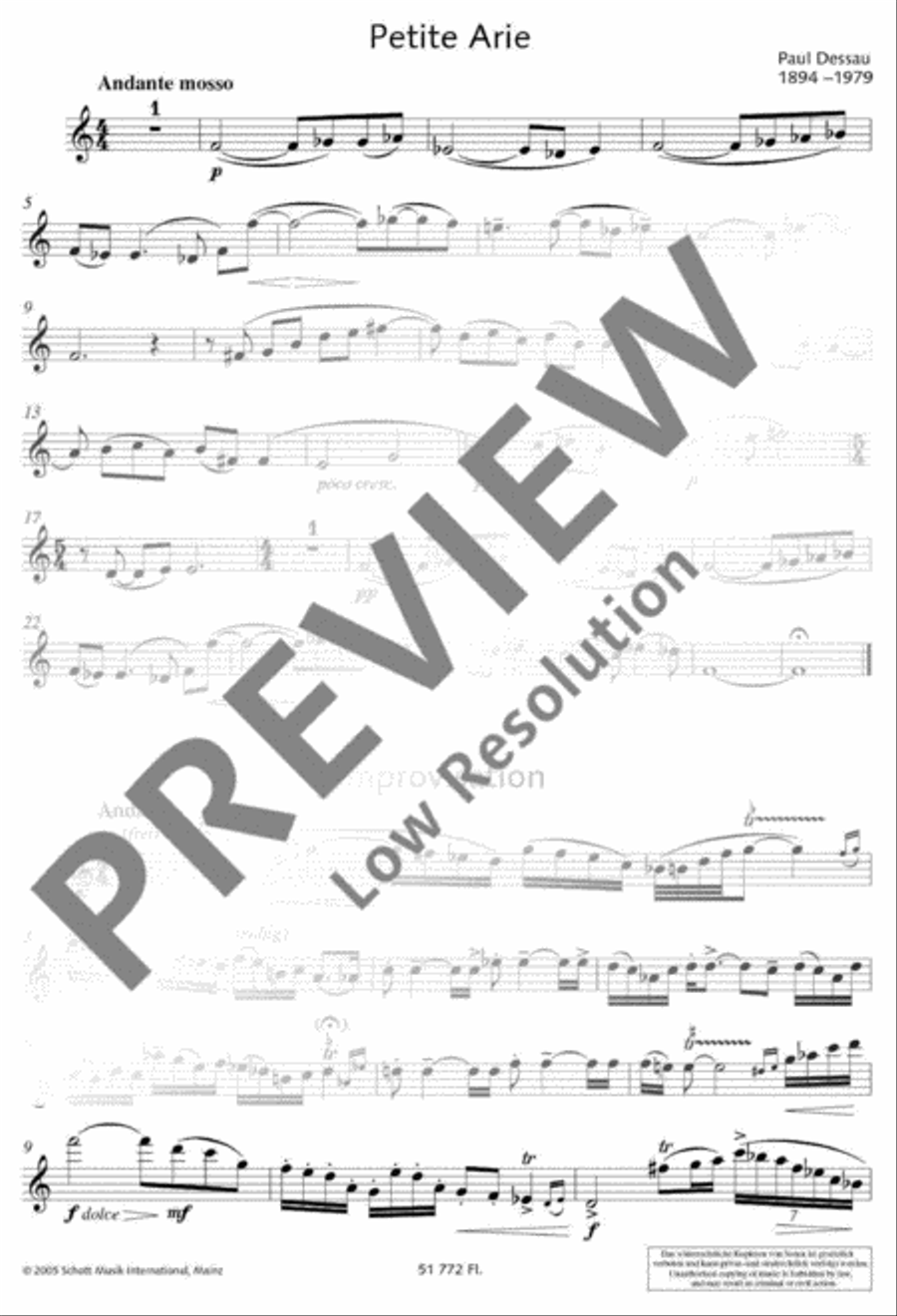 Petite Aire et Improvisation Flute Solo scores gallery preview page 15