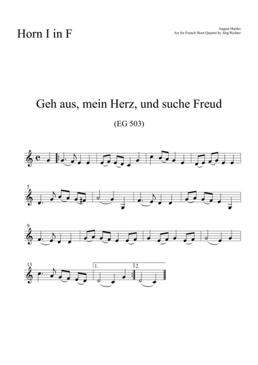 Geh aus, mein Herz, und suche Freud (EG 503) für Horn Quartett image number null