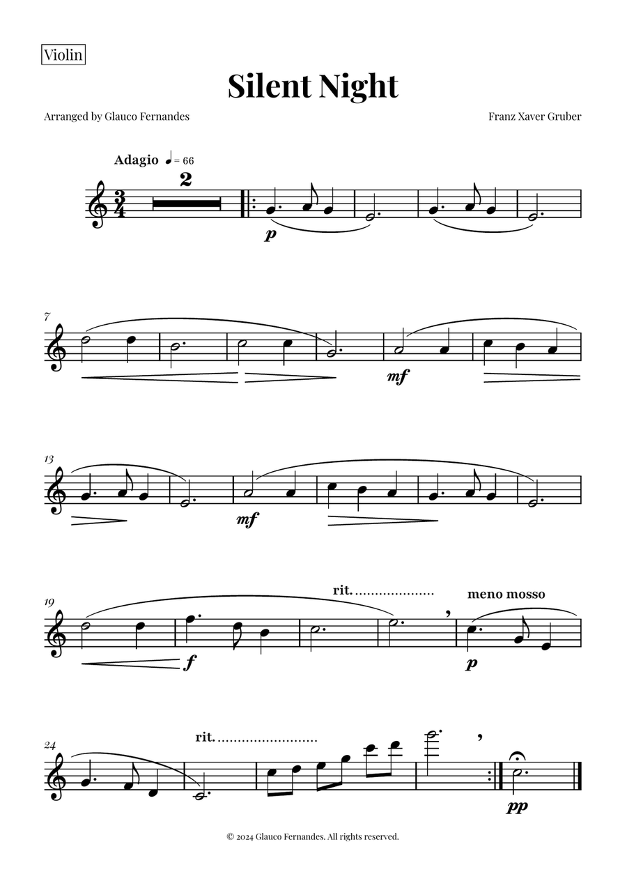 Silent Night | BEAUTIFUL Arrangement String Trio scores gallery preview page 2