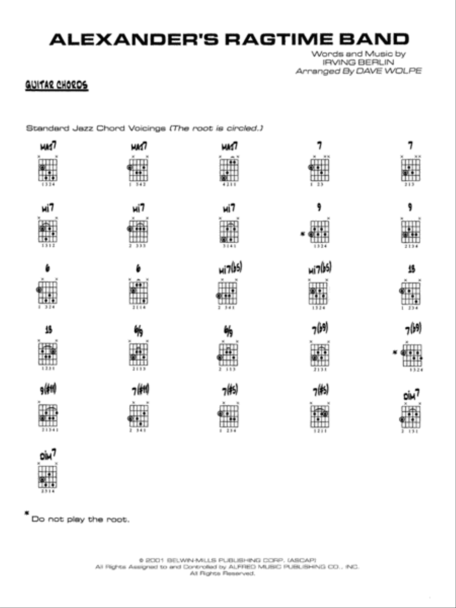 Alexander's Ragtime Band: Guitar Chords Jazz Ensemble scores gallery preview page 1