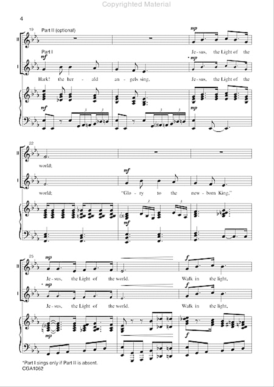 Walk in the Light 2 Part Unison Choir scores gallery preview page 4
