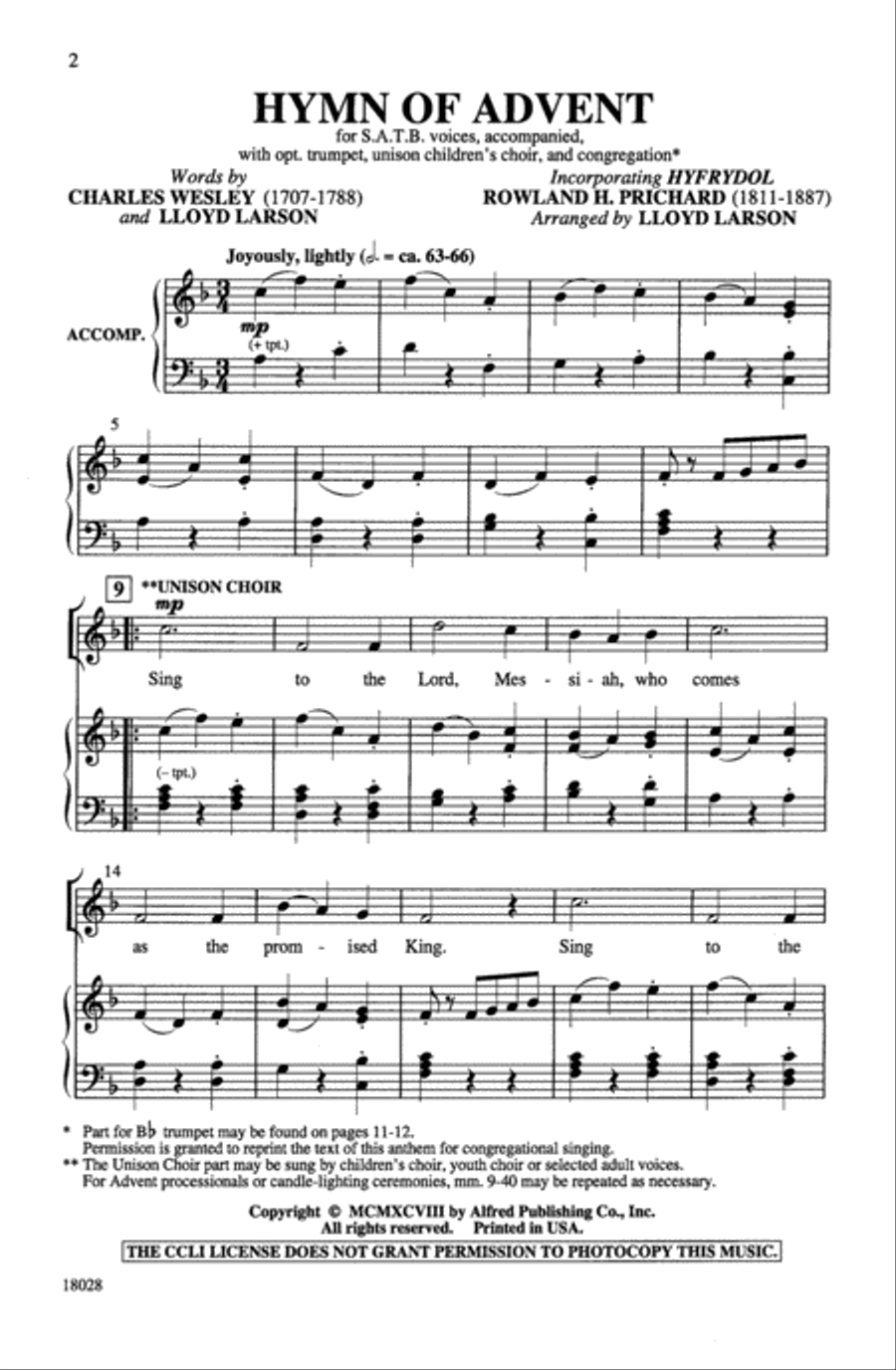 Hymn of Advent 4-Part scores gallery preview page 2