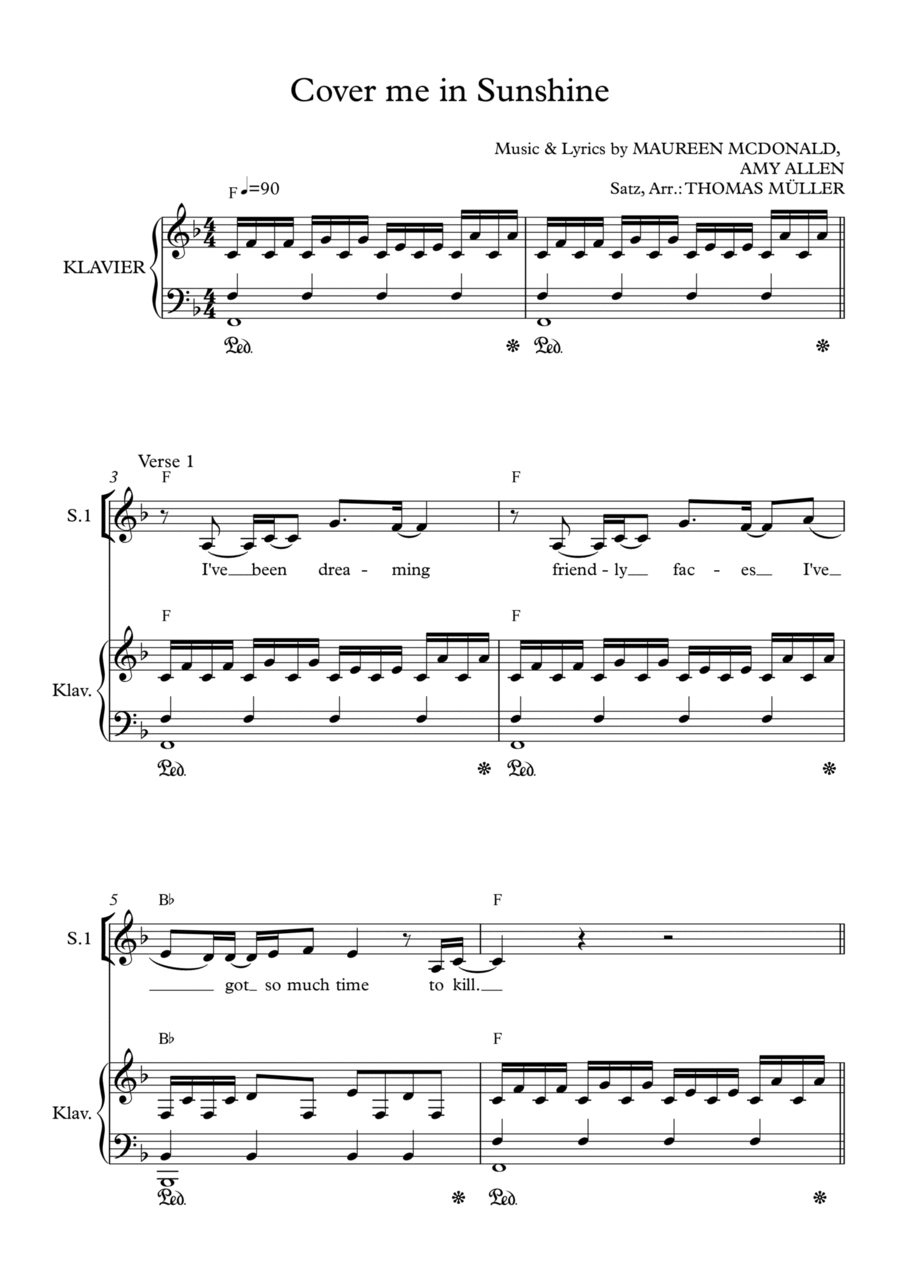 Cover Me In Sunshine SSA scores gallery preview page 1