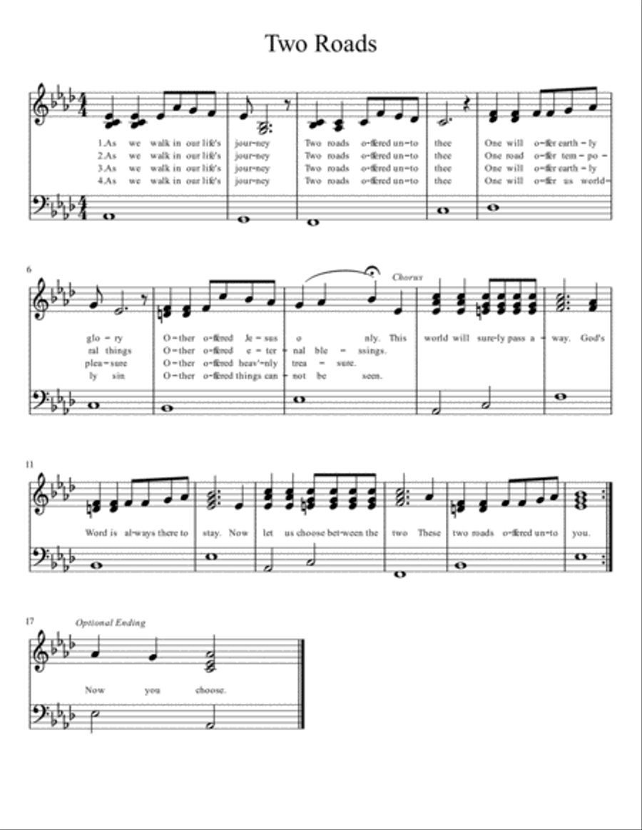 Two Roads Two Roads Piano Solo scores gallery preview page 1