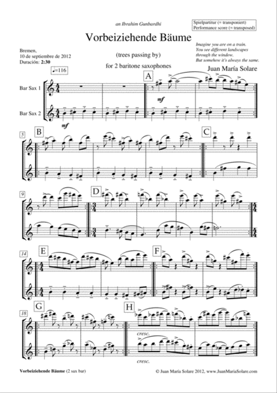 Vorbeiziehende Bäume [Trees Passing By - 2 Sax] Woodwind Ensemble scores gallery preview page 6