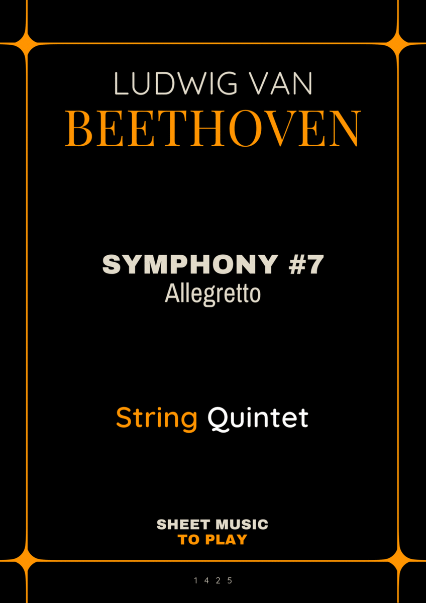 Symphony No.7, Op.92 - Allegretto - String Quintet (Full Score and Parts) image number null