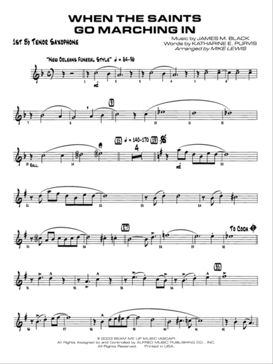 When the Saints Go Marching In: B-flat Tenor Saxophone Jazz Ensemble scores gallery preview page 1