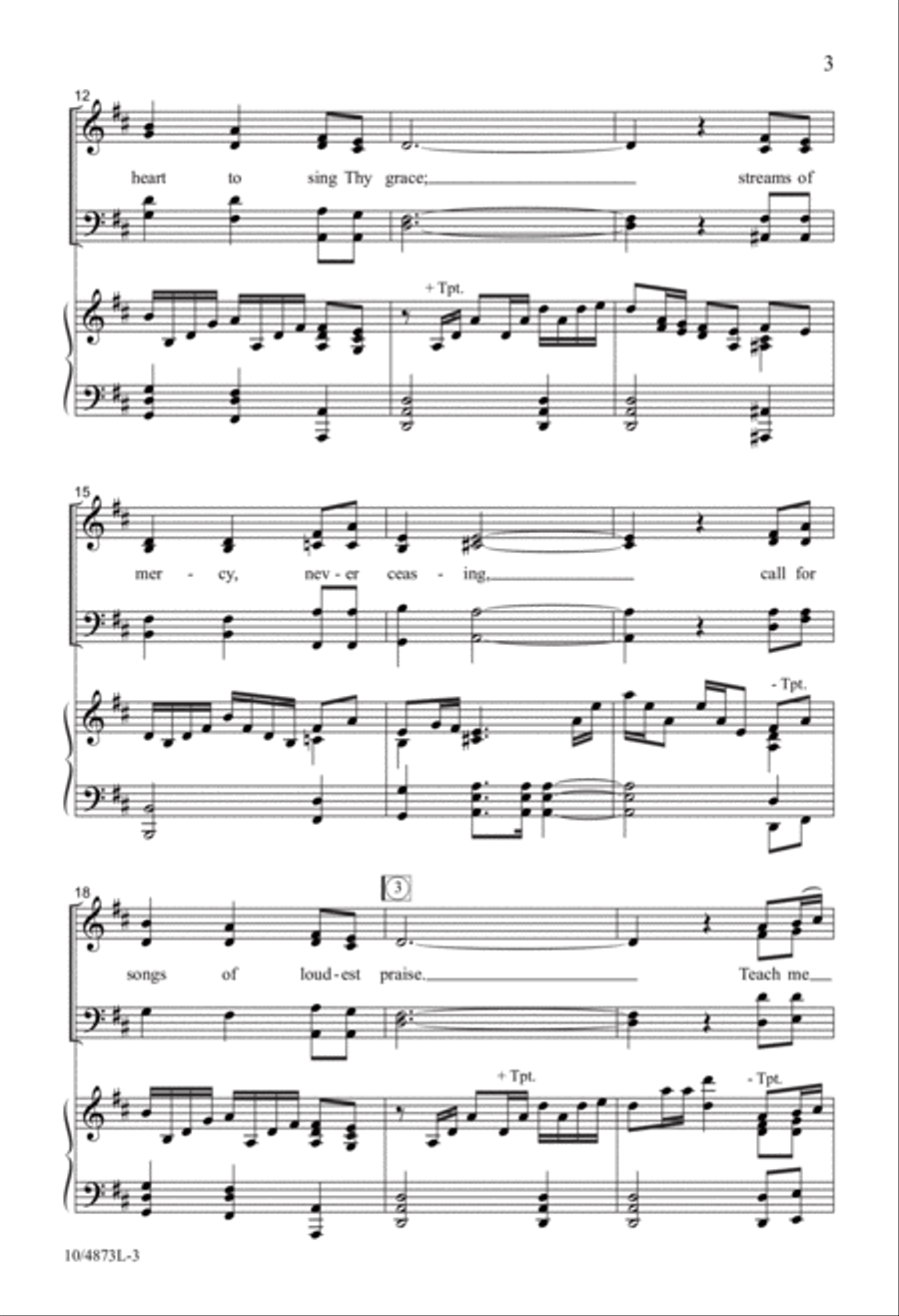 Tune My Heart to Sing Thy Grace 4-Part scores gallery preview page 3