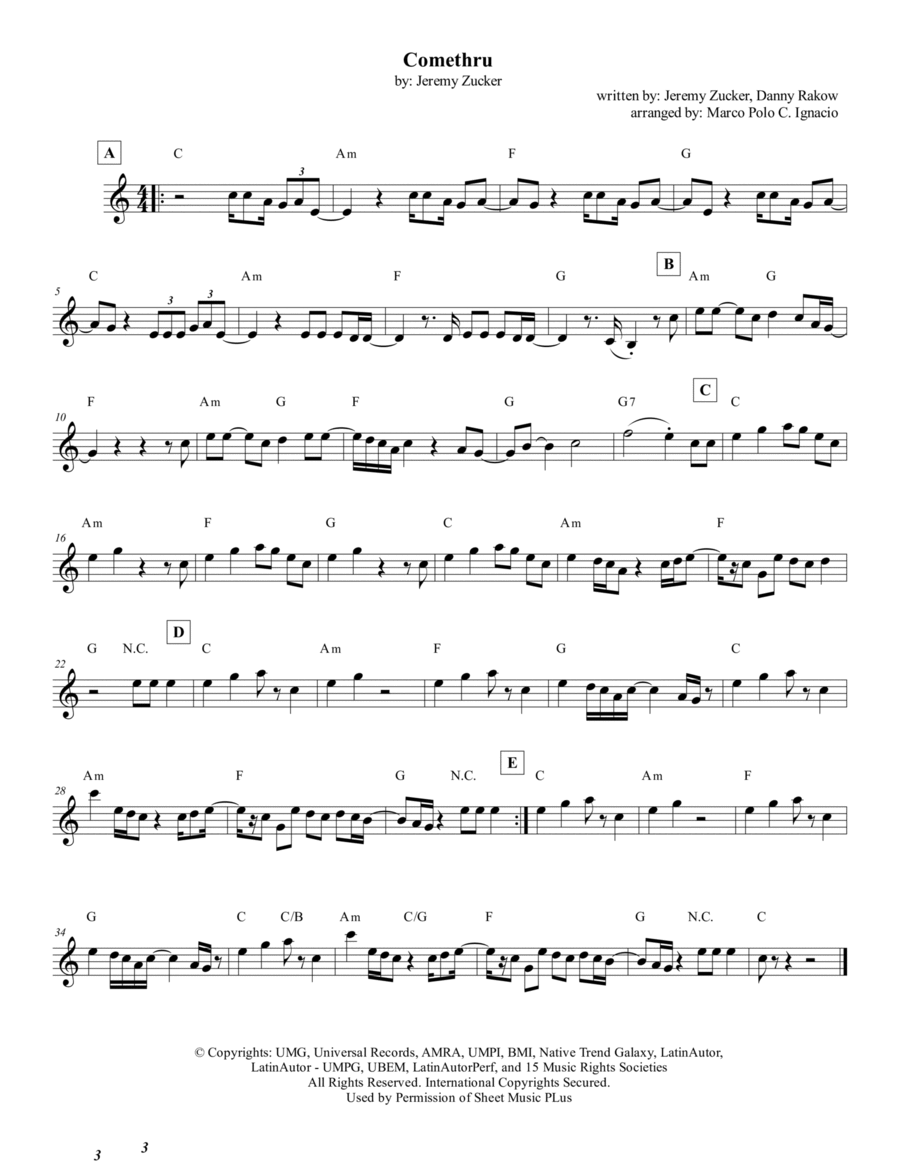 Comethru Piano scores gallery preview page 1