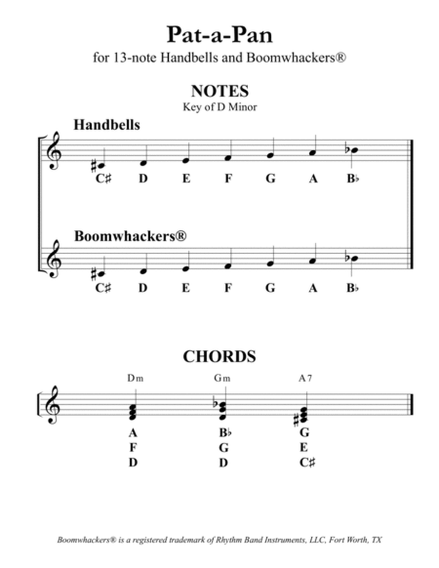 "Pat-a-Pan" for 13-note Bells and Boomwhackers® (with Black and White Notes) image number null