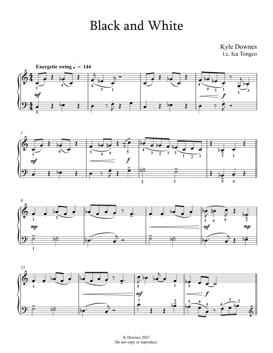 Black and White Piano Solo scores gallery preview page 1