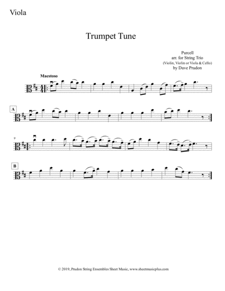 Purcell Trumpet Tune for String Trio image number null
