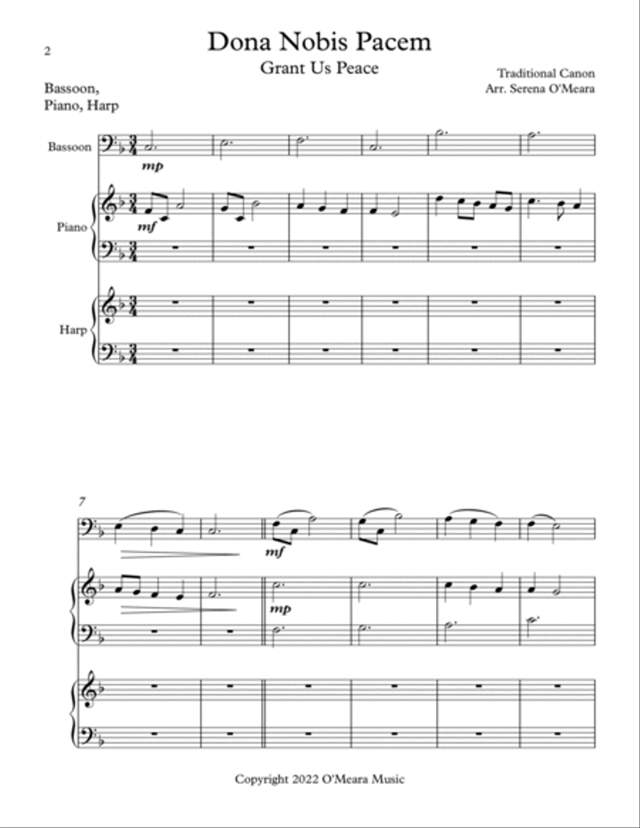 Dona Nobis Pacem, Trio for Bassoon, Harp and Piano image number null