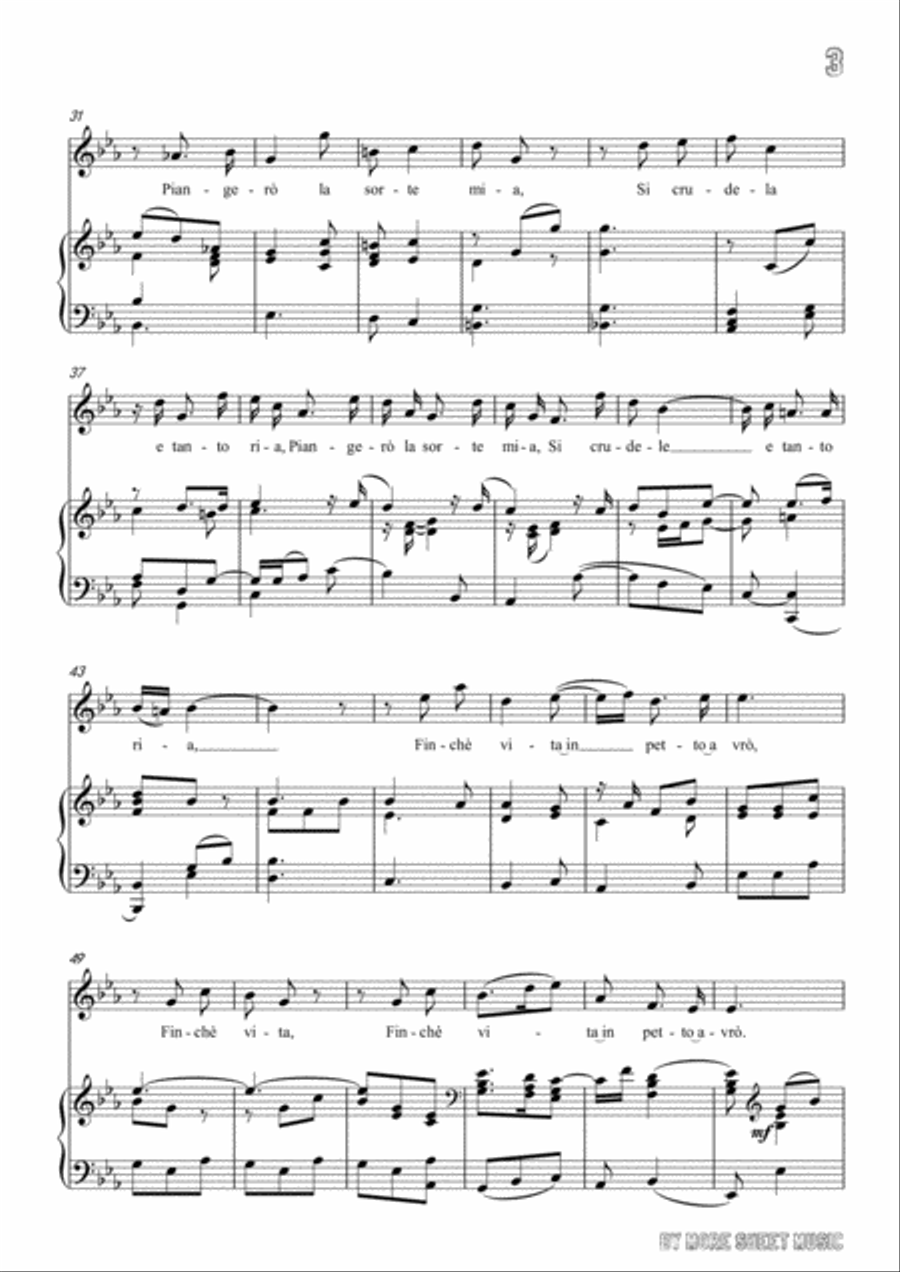Handel-E pur così in un giorno...Piangerò la sorte mia in E flat Major,for Voice and Piano Voice Solo scores gallery preview page 5