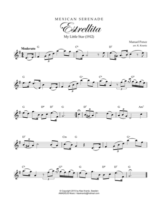Book cover for Estrellita, My Little Star, leed sheet (with guitar chords)