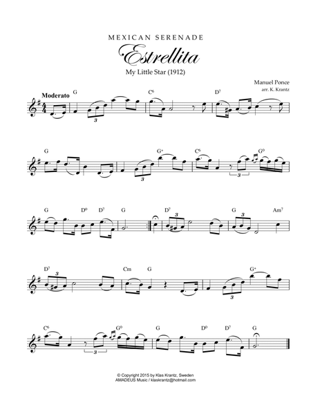 Estrellita, My Little Star, leed sheet (with guitar chords) image number null