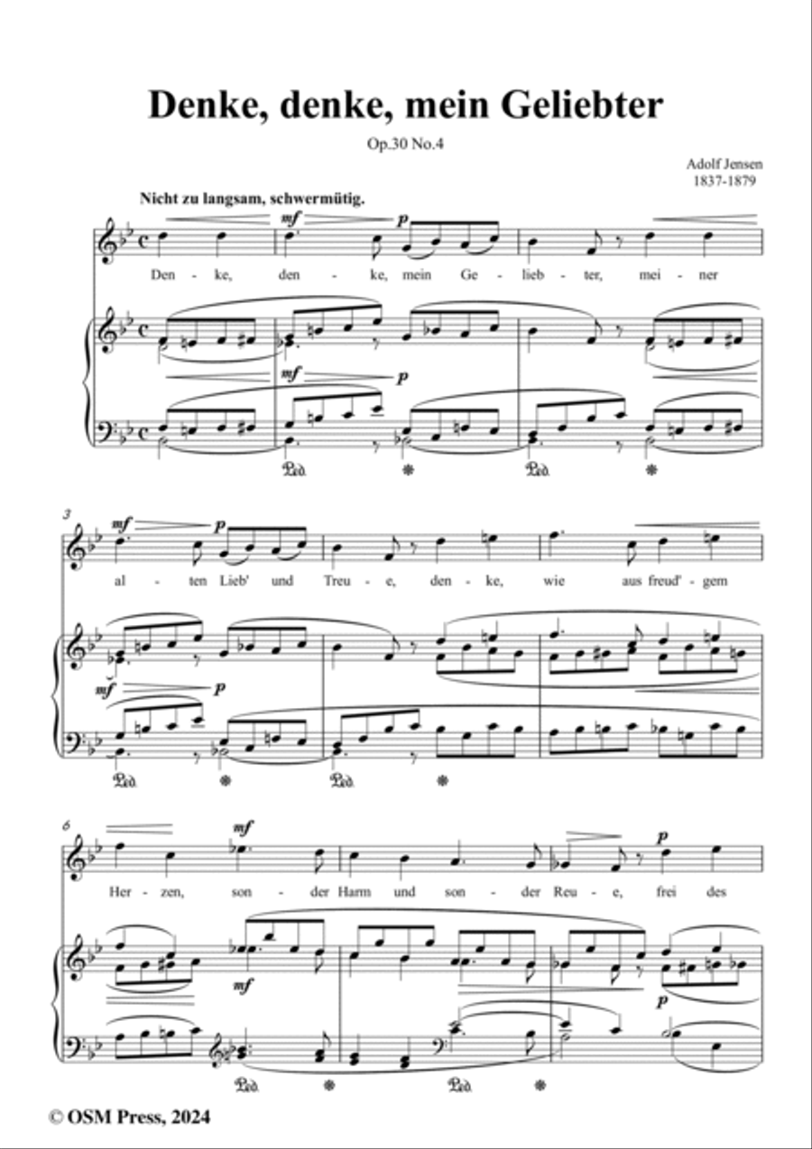 A. Jensen-Denke,denke,mein Geliebter,Op.30 No.4,in B flat Major Voice scores gallery preview page 2