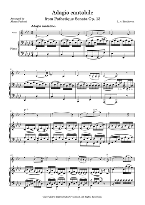 Adagio cantabile, 2nd Movement from 'Pathetique' Sonata Op. 13 for Violin and Piano