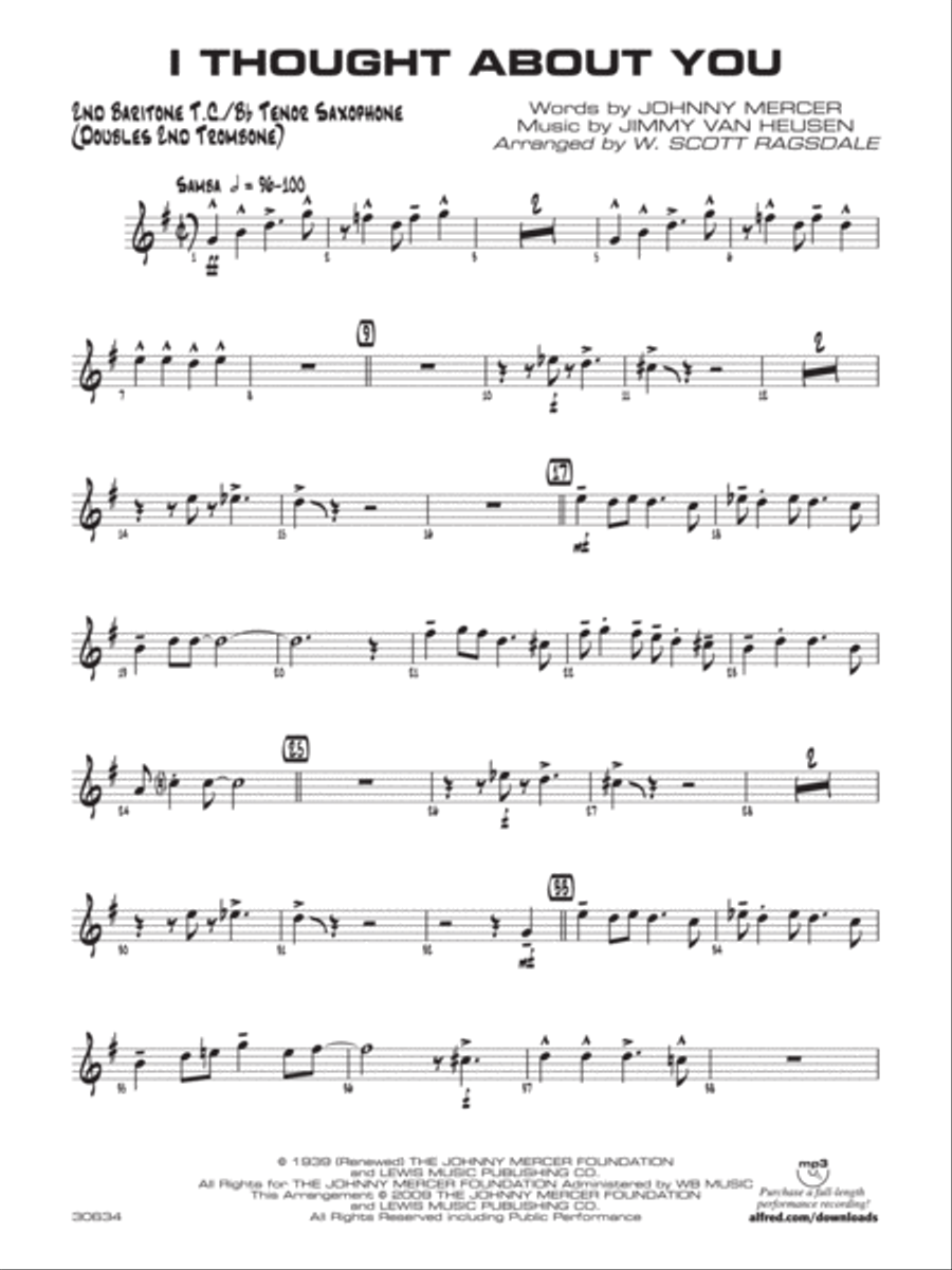 I Thought About You: 2nd Baritone T.C. Jazz Ensemble scores gallery preview page 1
