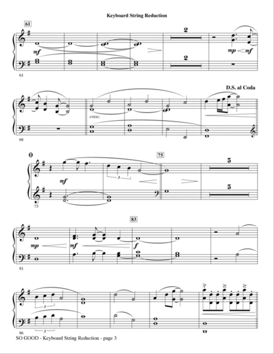 So Good - Keyboard String Reduction Choir scores gallery preview page 3