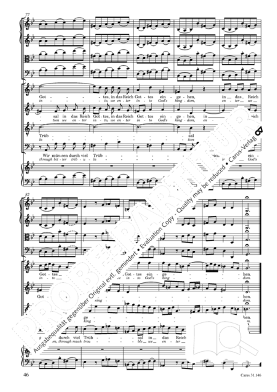Through bitter tribulation we enter into God's kingdom (Wir mussen durch viel Trubsal in das Reich Gottes eingehen) 4-Part scores gallery preview page 47