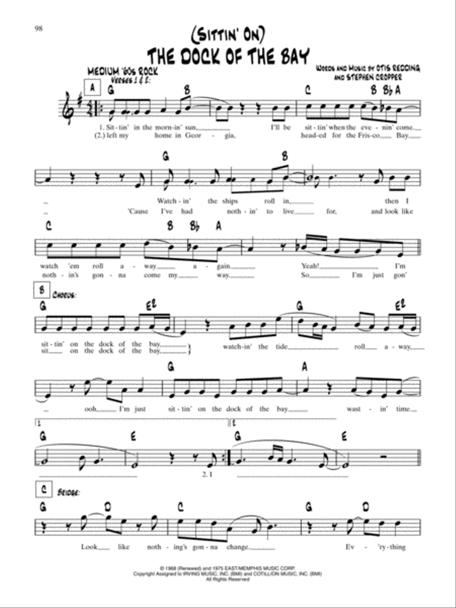 (Sitting On) The Dock Of The Bay Sheet Music Plus