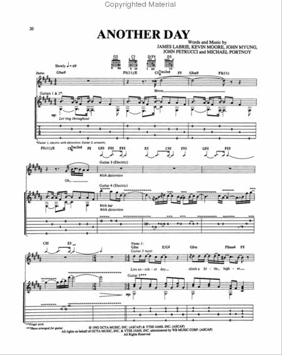 Dream Theater – Images and Words Electric Guitar scores gallery preview page 2