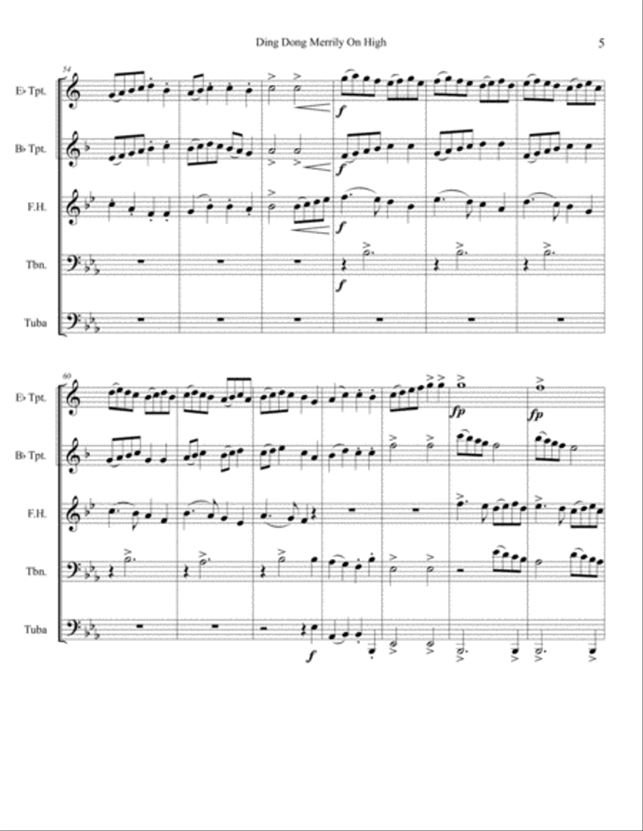 Ding Dong Merrily on High Brass Ensemble scores gallery preview page 5