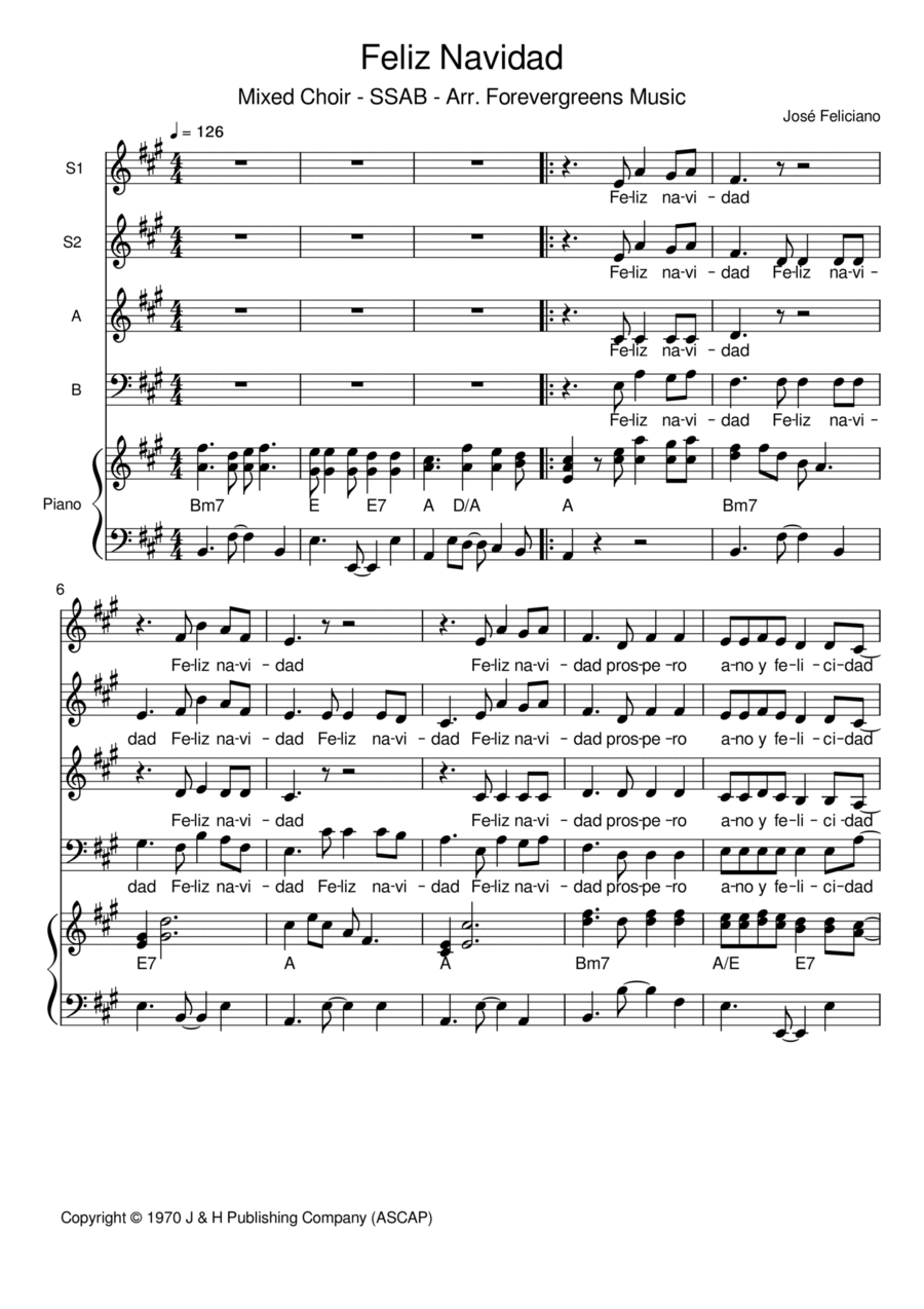 Feliz Navidad Feliz Navidad Choir scores gallery preview page 1