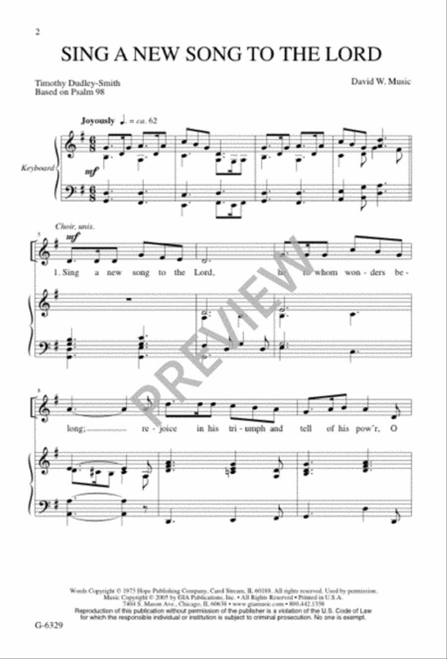 Sing A New Song to the Lord 2-Part scores gallery preview page 2