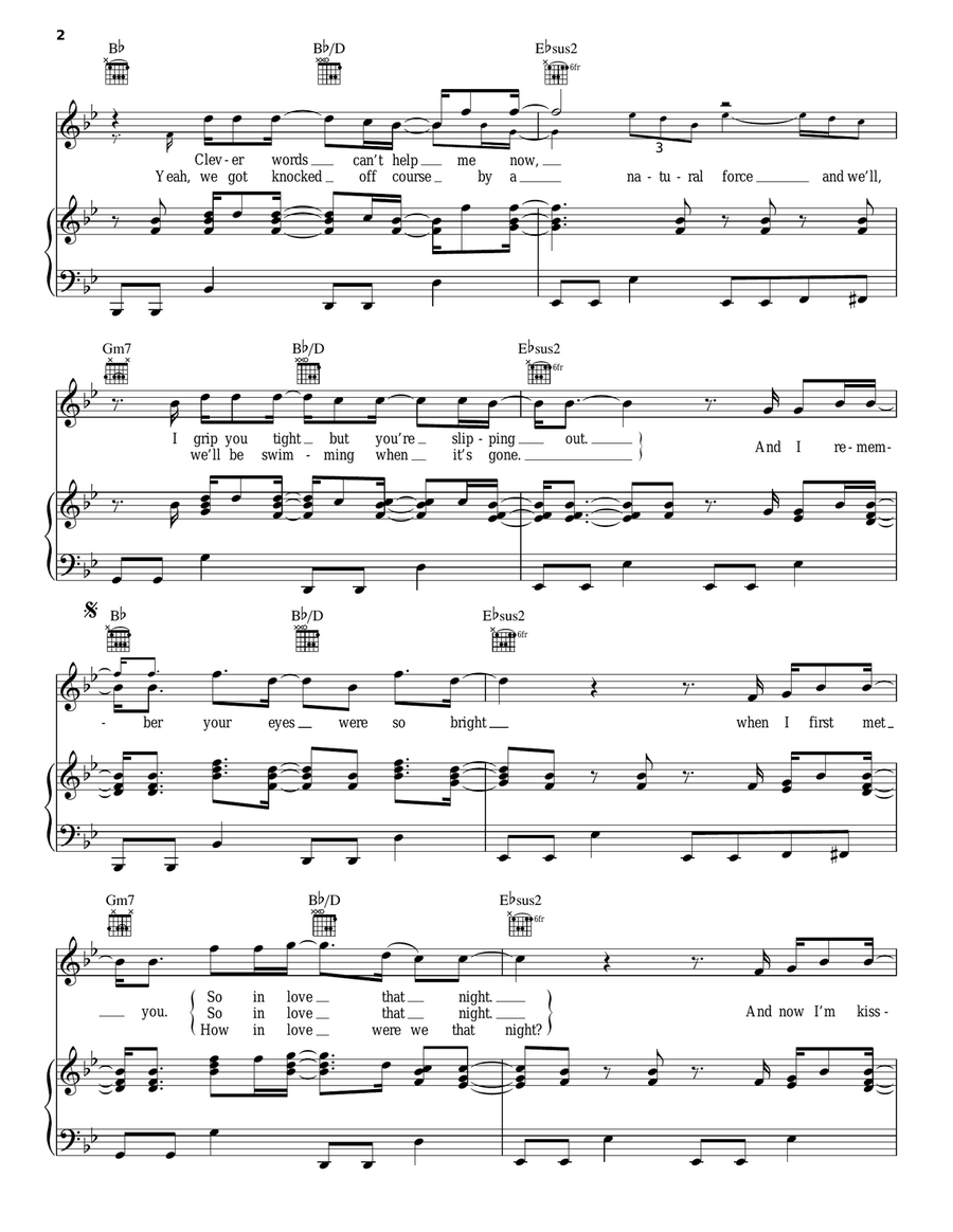 Beautiful Goodbye Piano, Vocal, Guitar scores gallery preview page 2