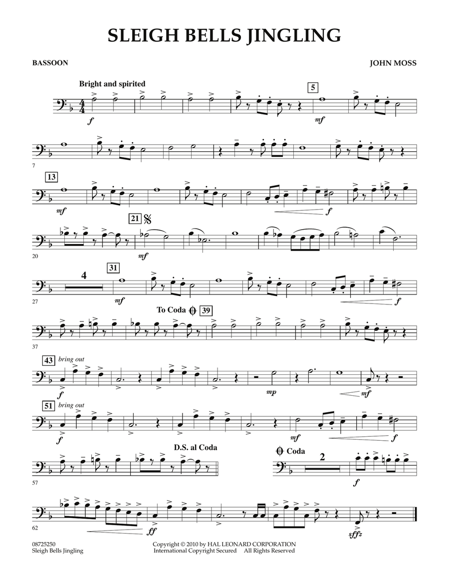 Sleigh Bells Jingling - Bassoon Concert Band scores gallery preview page 1