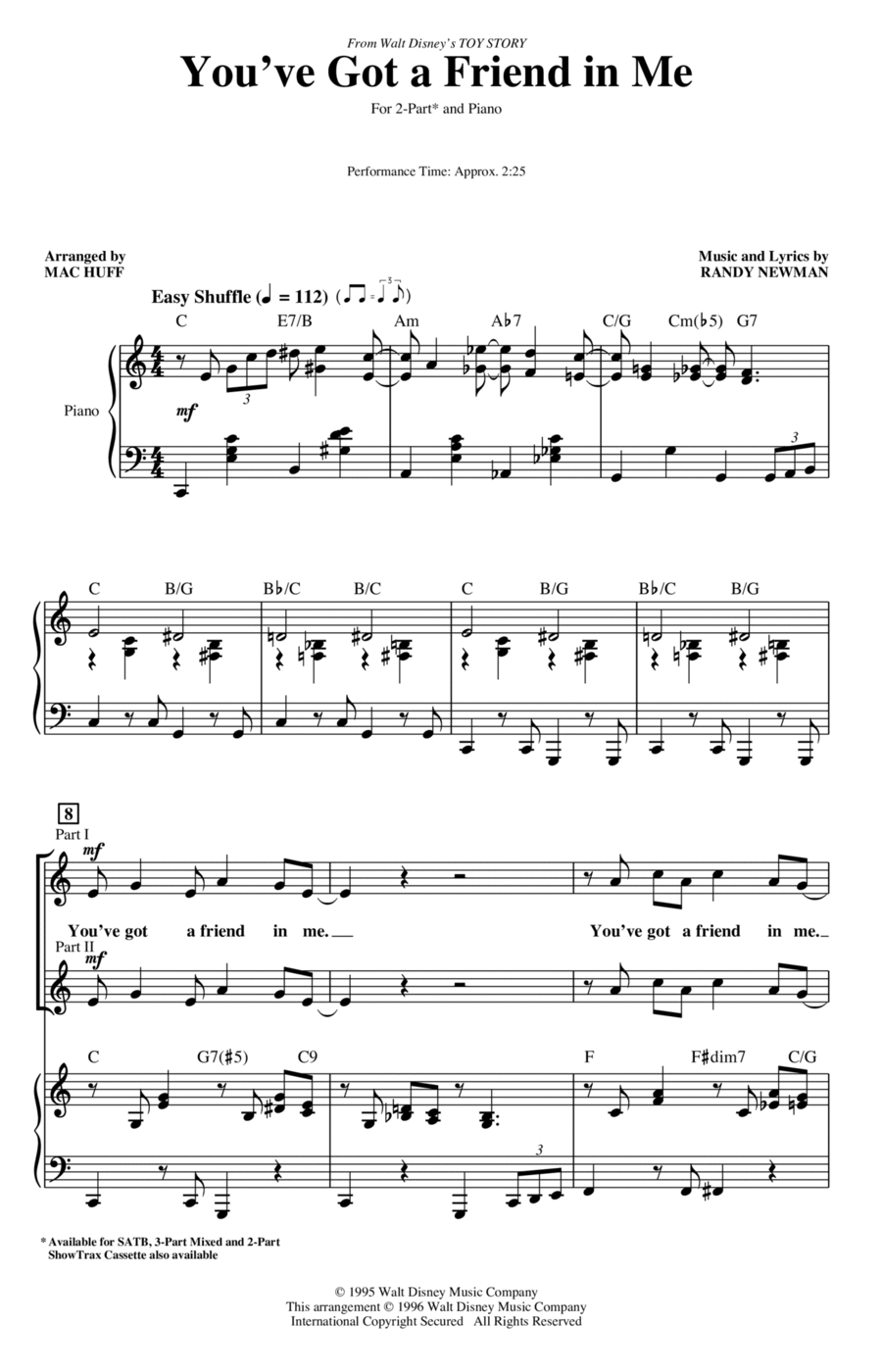 You've Got A Friend In Me (from Toy Story) (arr. Mac Huff) 2-Part scores gallery preview page 1