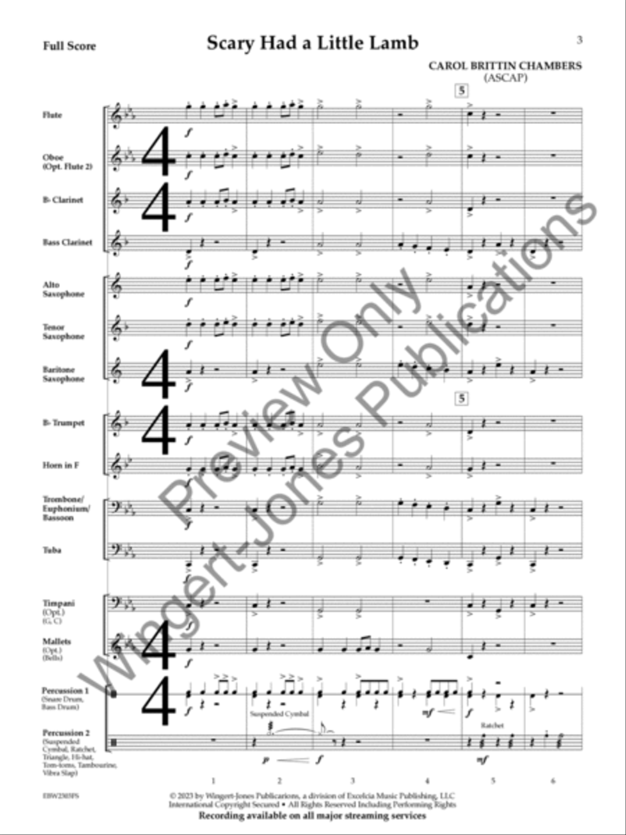 Scary Had a Little Lamb (Score) Concert Band scores gallery preview page 4