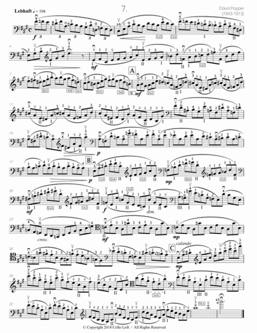 Popper (arr. Richard Aaron): Op. 73, Etude #7