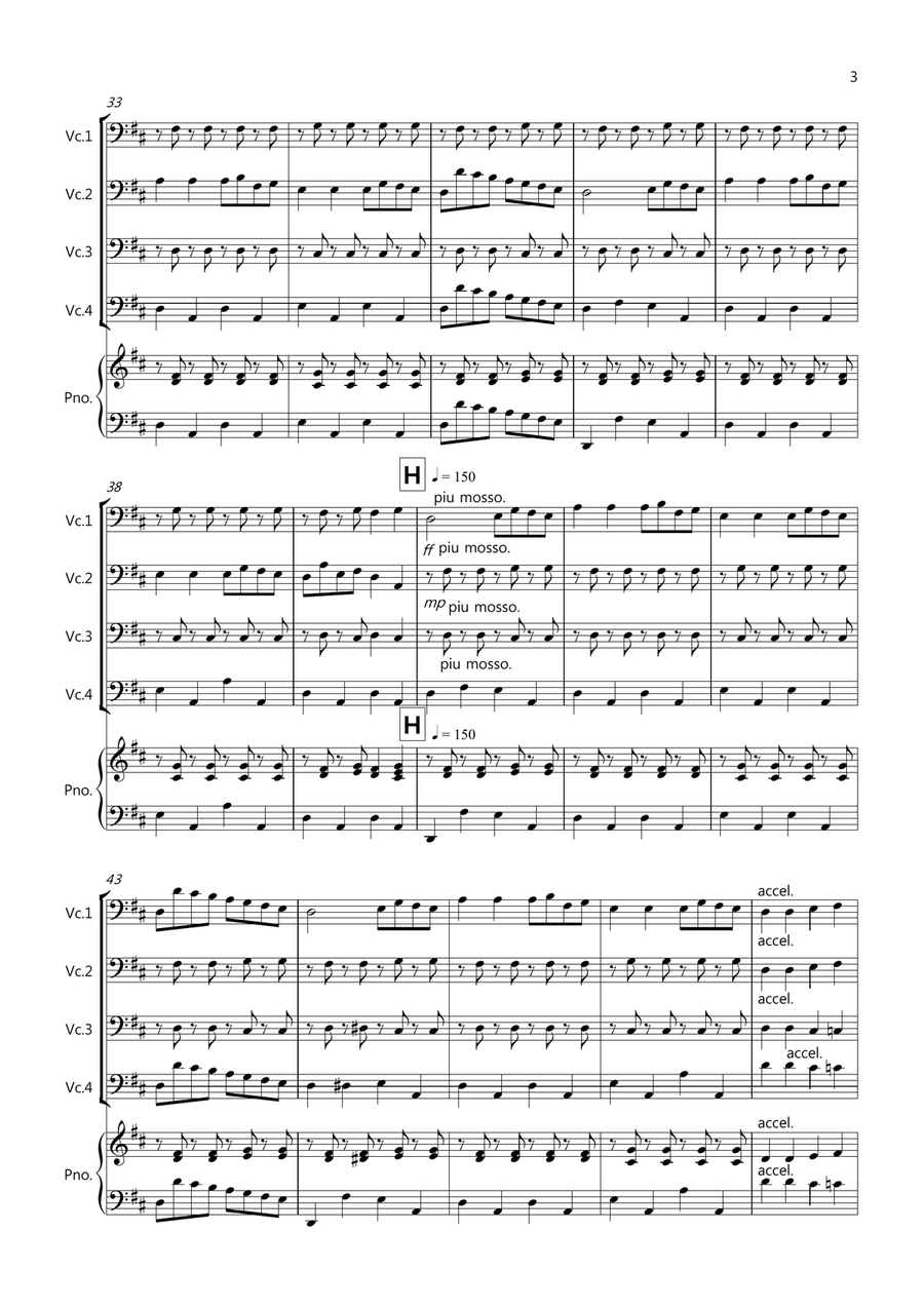 The Can Can for Cello Quartet Cello Solo scores gallery preview page 3