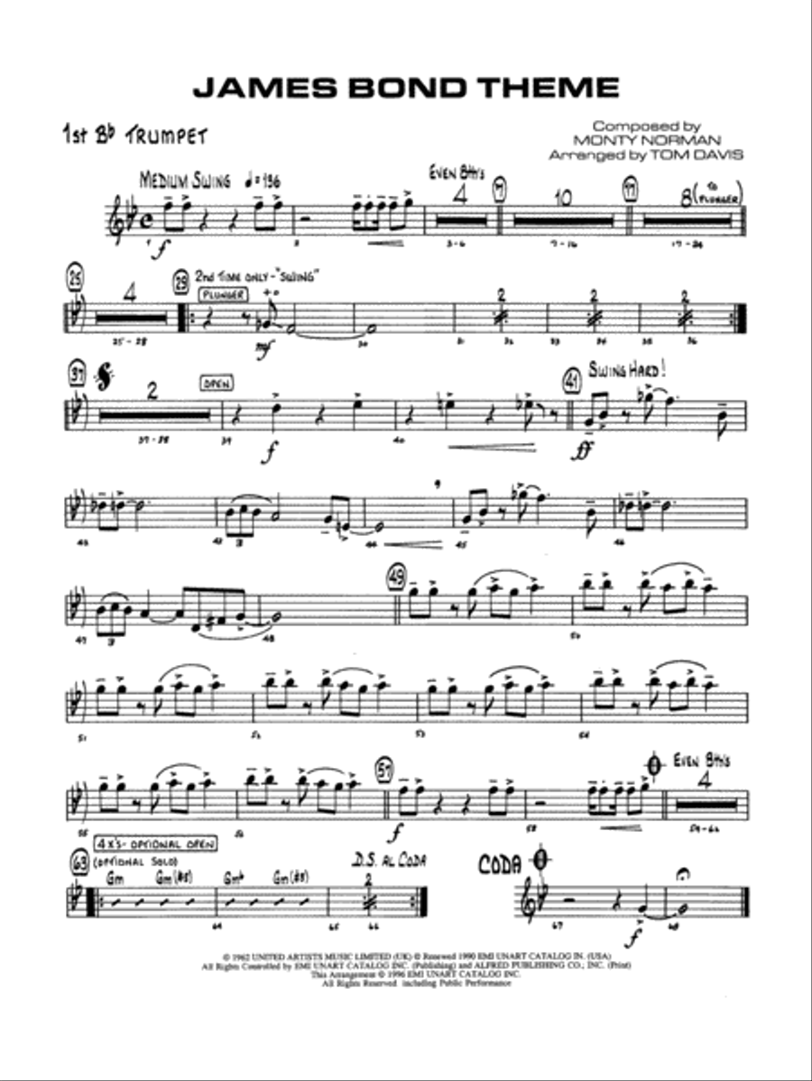 James Bond Theme: 1st B-flat Trumpet Jazz Ensemble scores gallery preview page 1