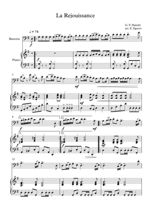 La Rejouissance, George Frideric Handel, For Bassoon & Piano