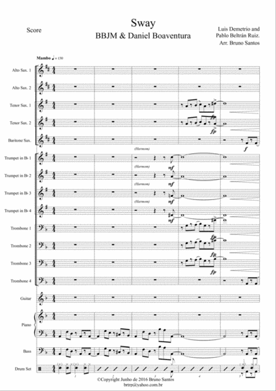 Sway for Singer and Big Band Jazz Ensemble scores gallery preview page 2
