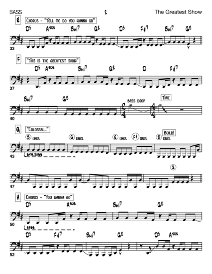 The Greatest Show The Greatest Show Bass Guitar scores gallery preview page 2