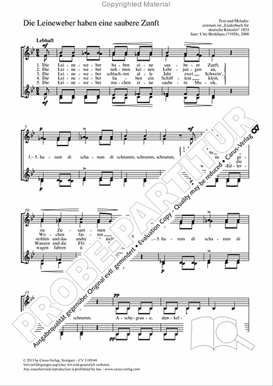 Die Leineweber haben eine saubere Zunft SSAA scores gallery preview page 2