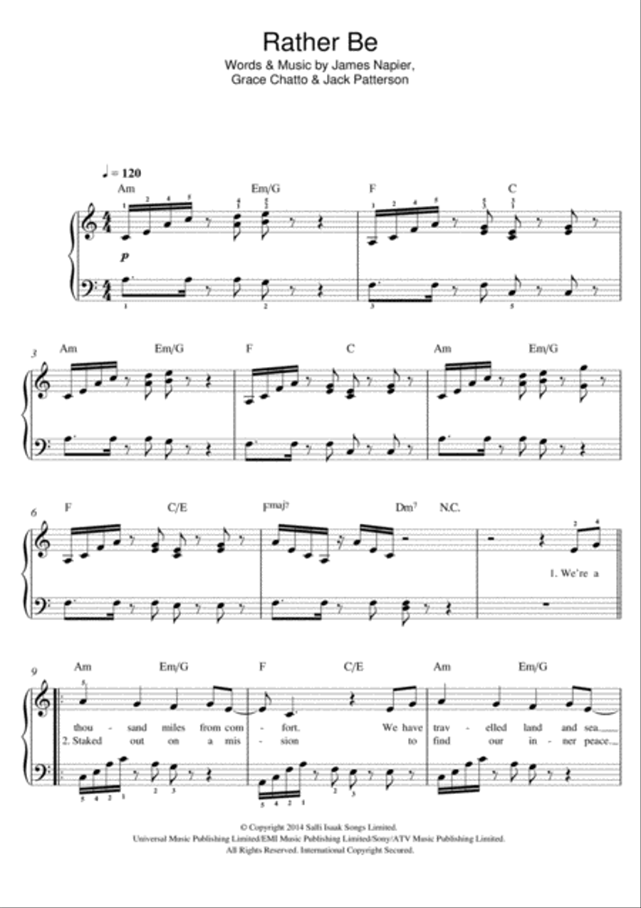 Rather Be Rather Be Easy Piano scores gallery preview page 1
