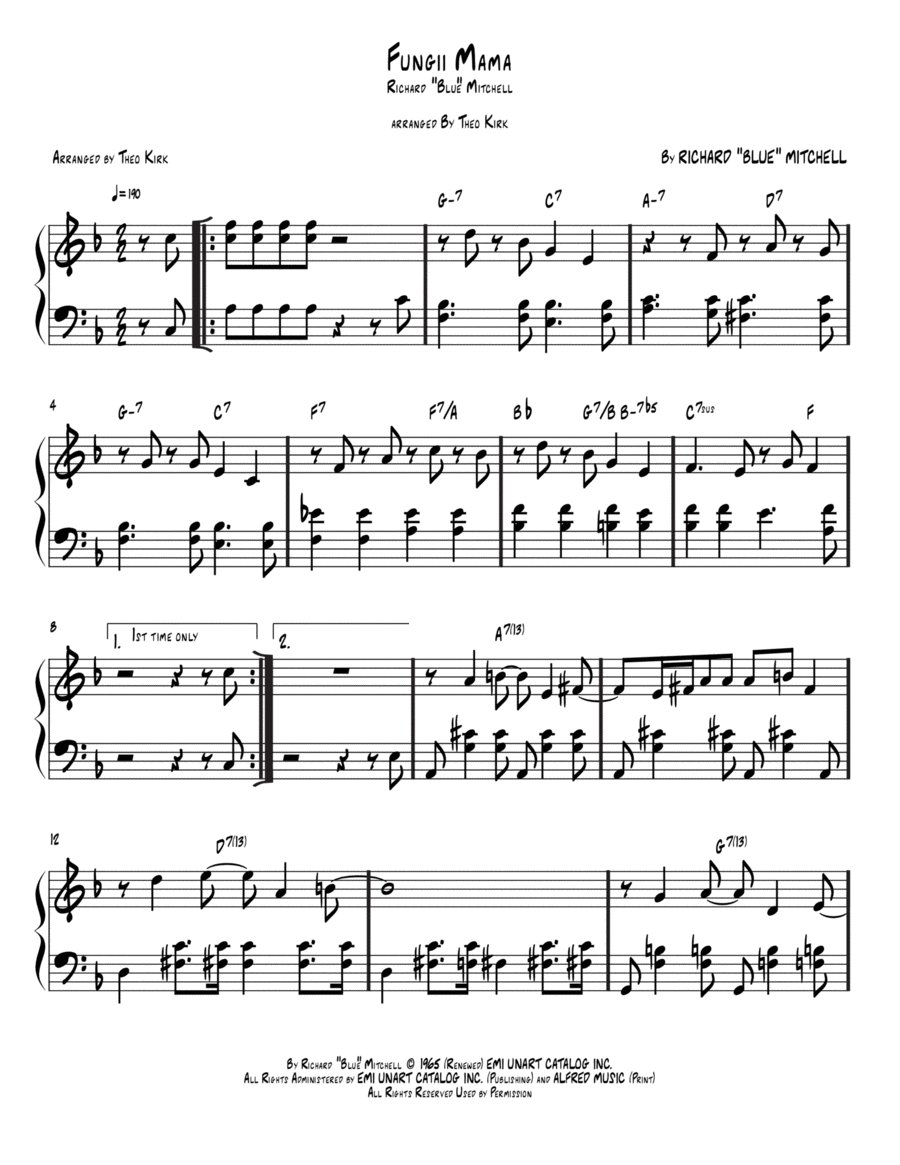 Fungii Mama Piano Solo scores gallery preview page 1