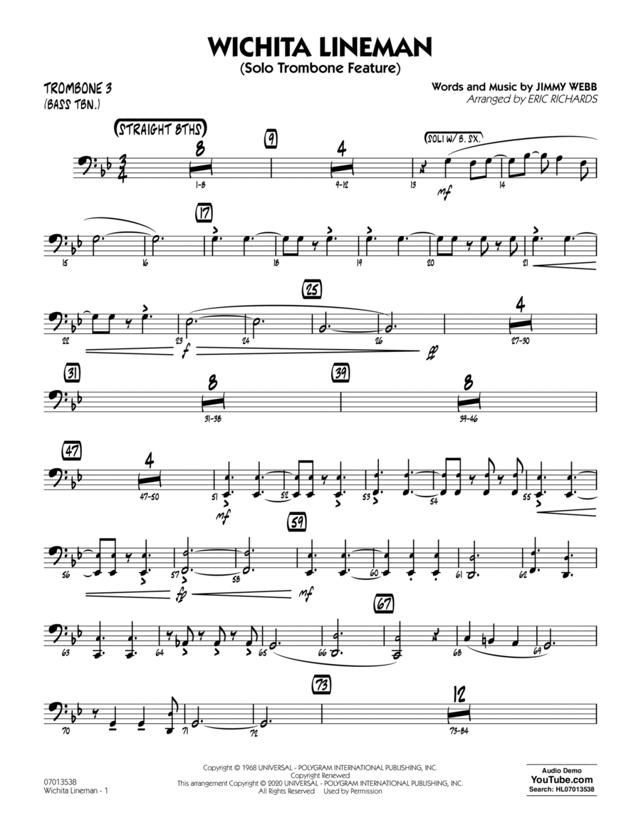Wichita Lineman (arr. Eric Richards) - Trombone 3