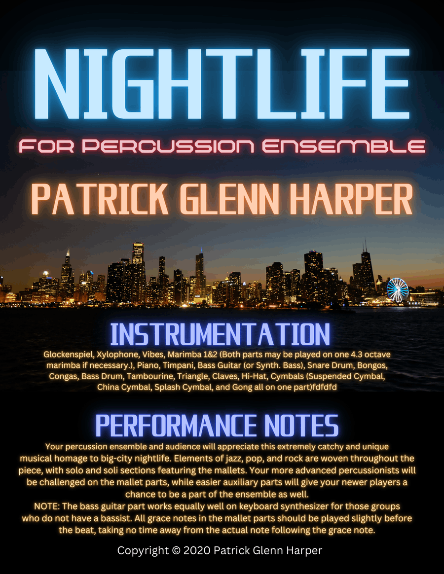 Nightlife - for Percussion Ensemble Percussion Ensemble scores gallery preview page 1