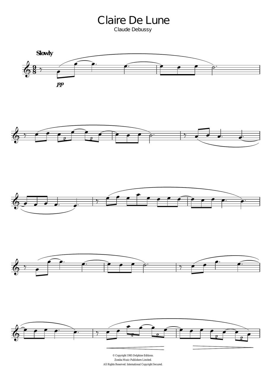 Clair De Lune Alto Saxophone scores gallery preview page 1