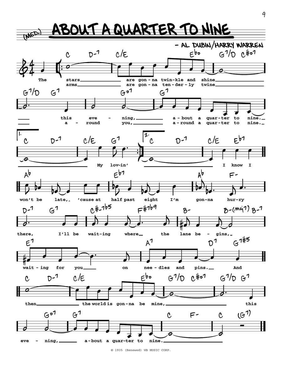 About A Quarter To Nine (High Voice) High Voice scores gallery preview page 1