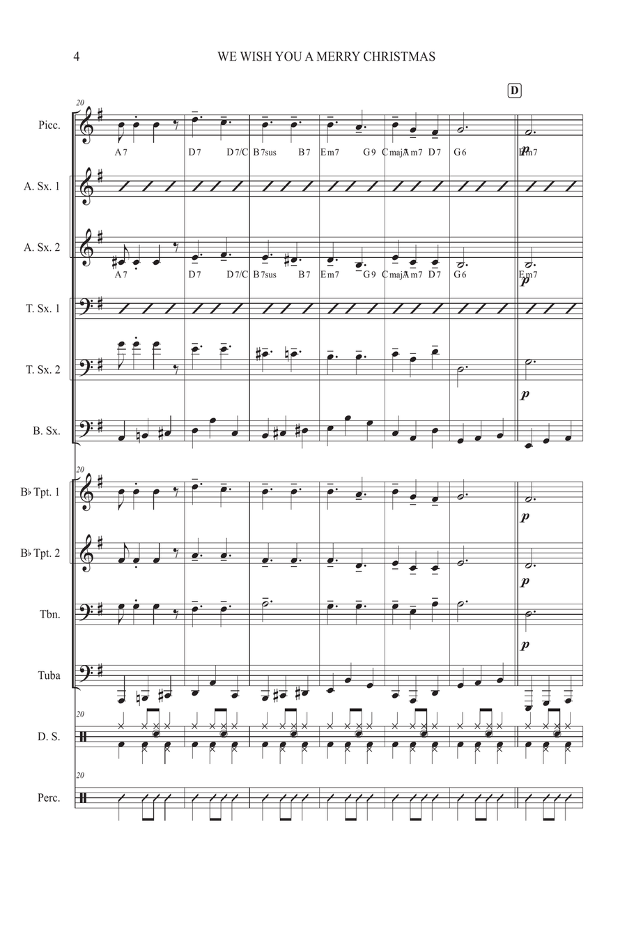 We Wish You a Merry Christmas For Jazz Band Jazz Ensemble scores gallery preview page 4