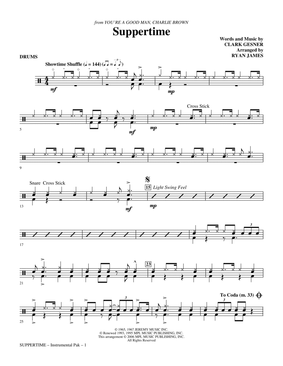 Suppertime - Drums Choir scores gallery preview page 1